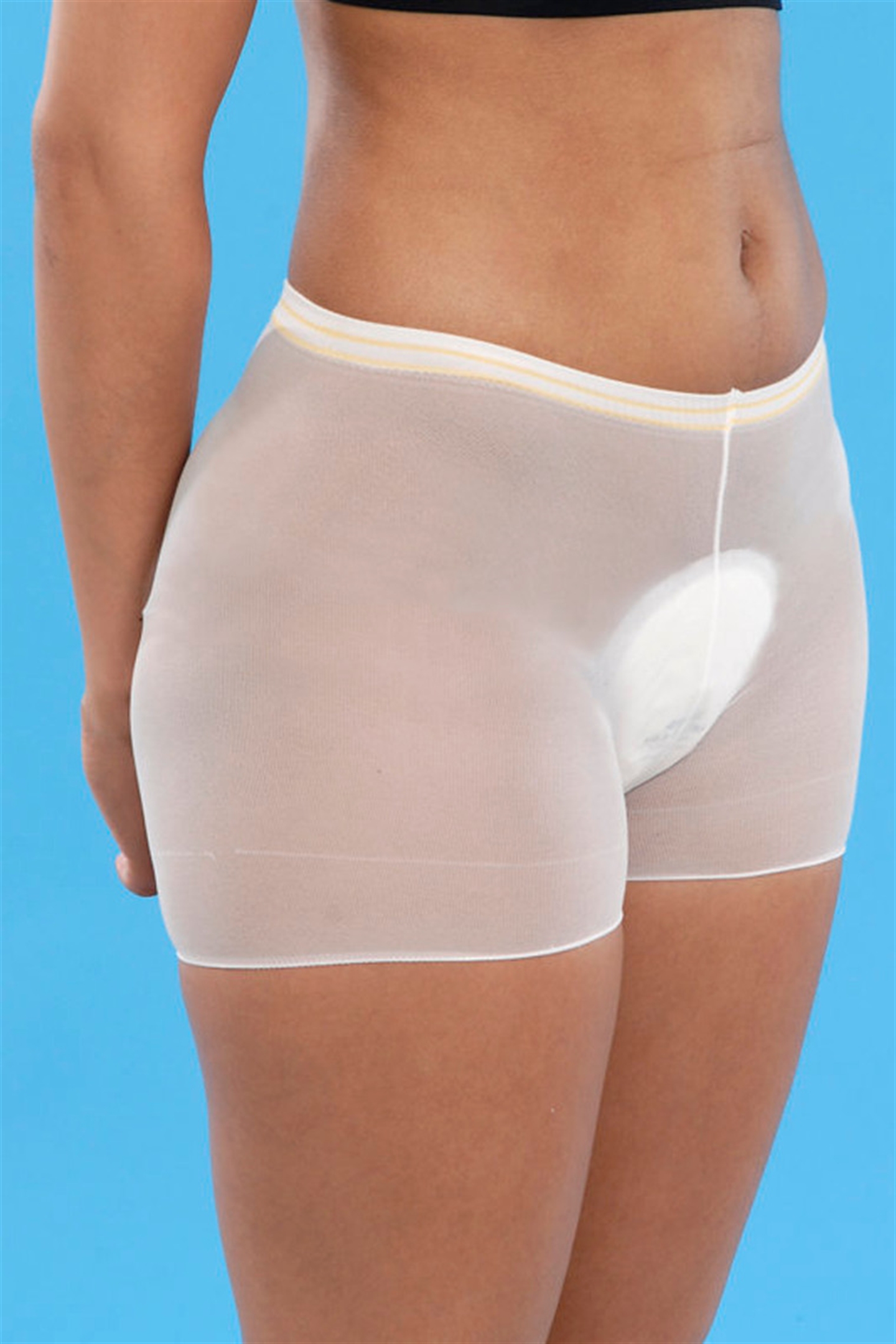 Small disposable pad with mesh support pants