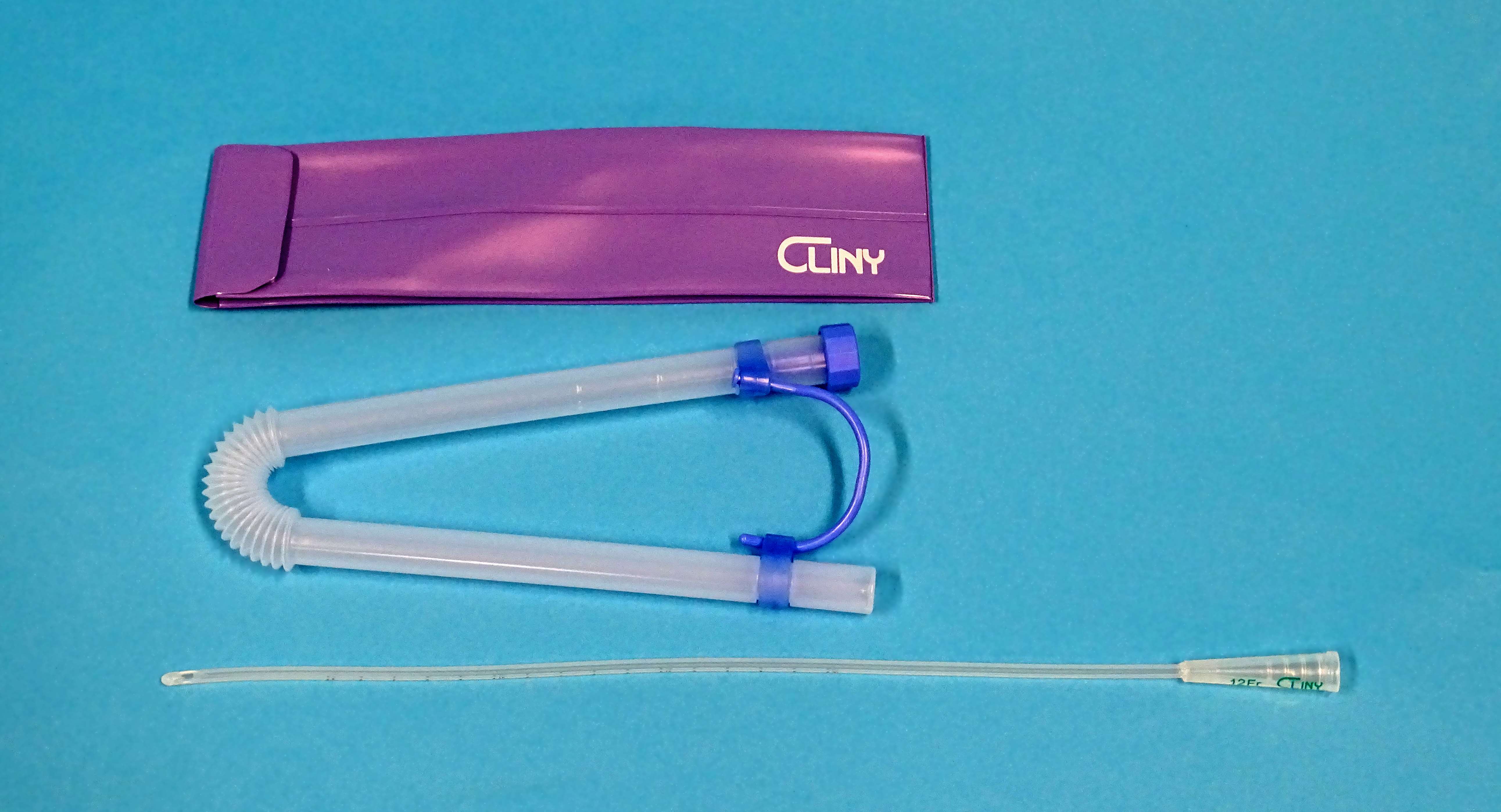Reusable silicone intermittent catheter with cleaning/storage tube