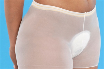 Small disposable pad with mesh support pants